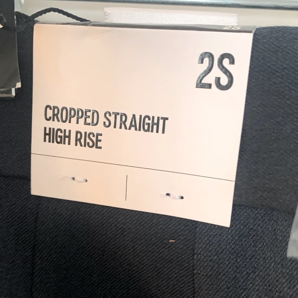 🤍 NWT New Express Cropped Straight High Rise Dark Gray Pants - Picture 7 of 7